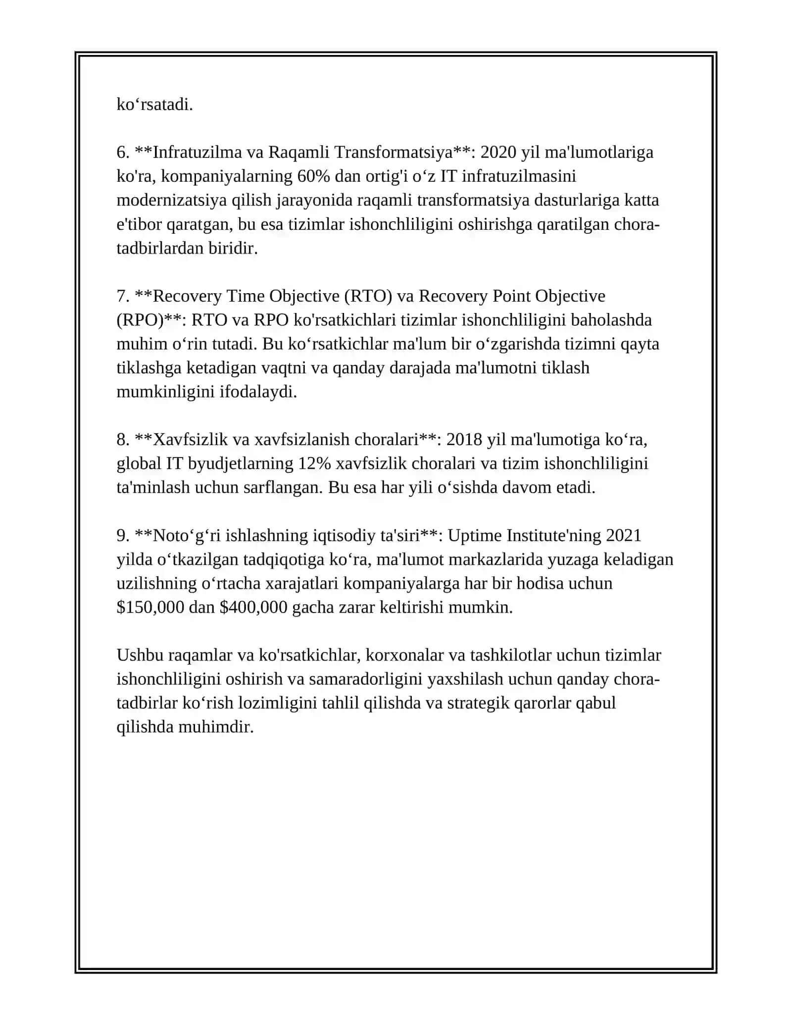 HISOBLASH SISTEMALARINI BUZILMASDAN ISHLASH EXTIMOLINI TOPISHGA DOIR MASHQLAR 4