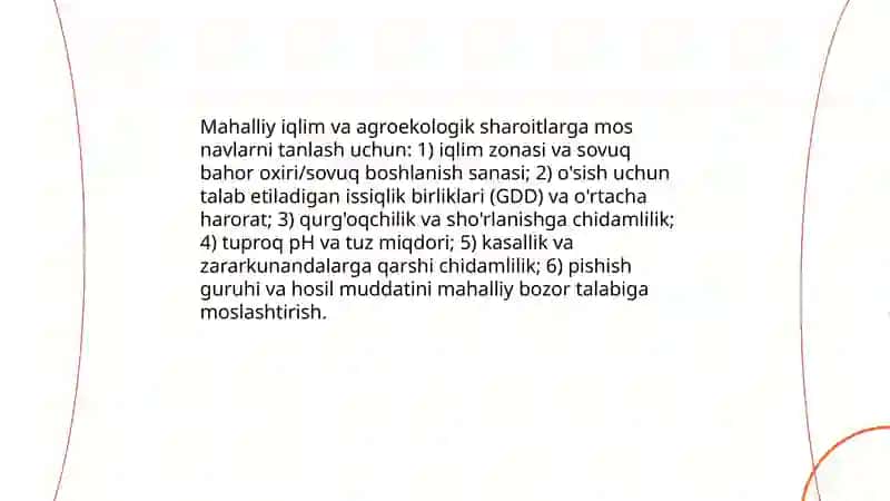 Meva sabzavotlarni navini tanlash va pishish bosqichlarini oʻrganish 4