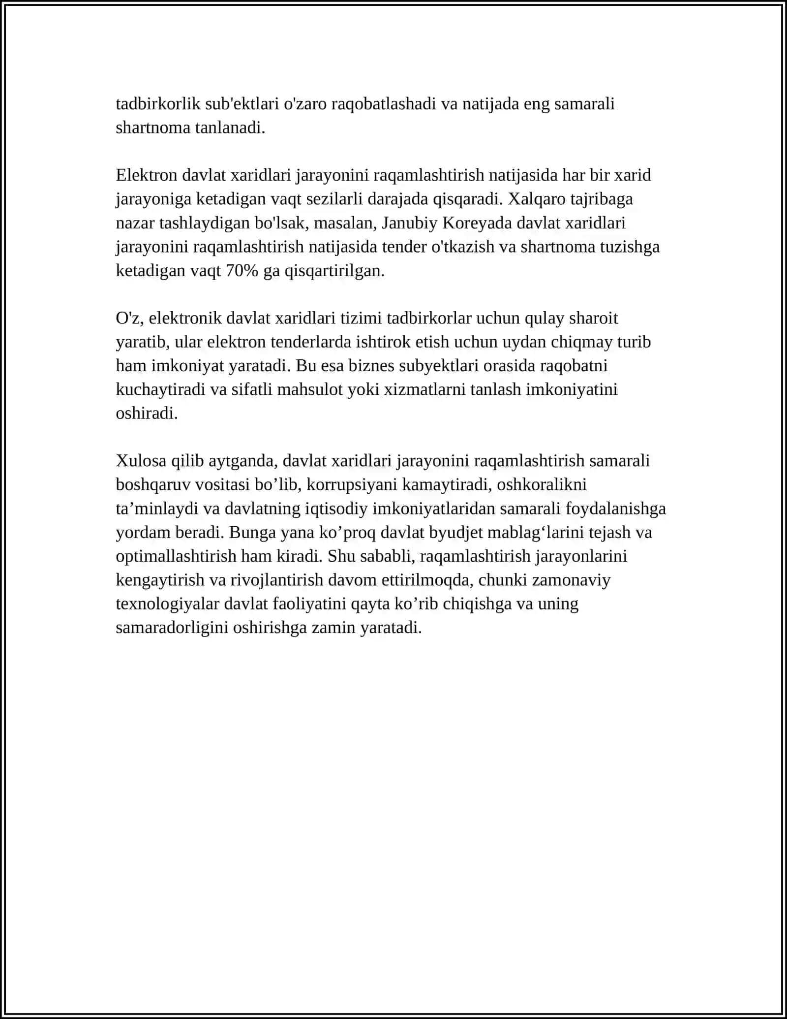 DAVLAT XARIDLARI TIZIMIDA OCHIQLIK VA SHAFFOFLIKNI OSHIRISH YO'NALISHLARI 4