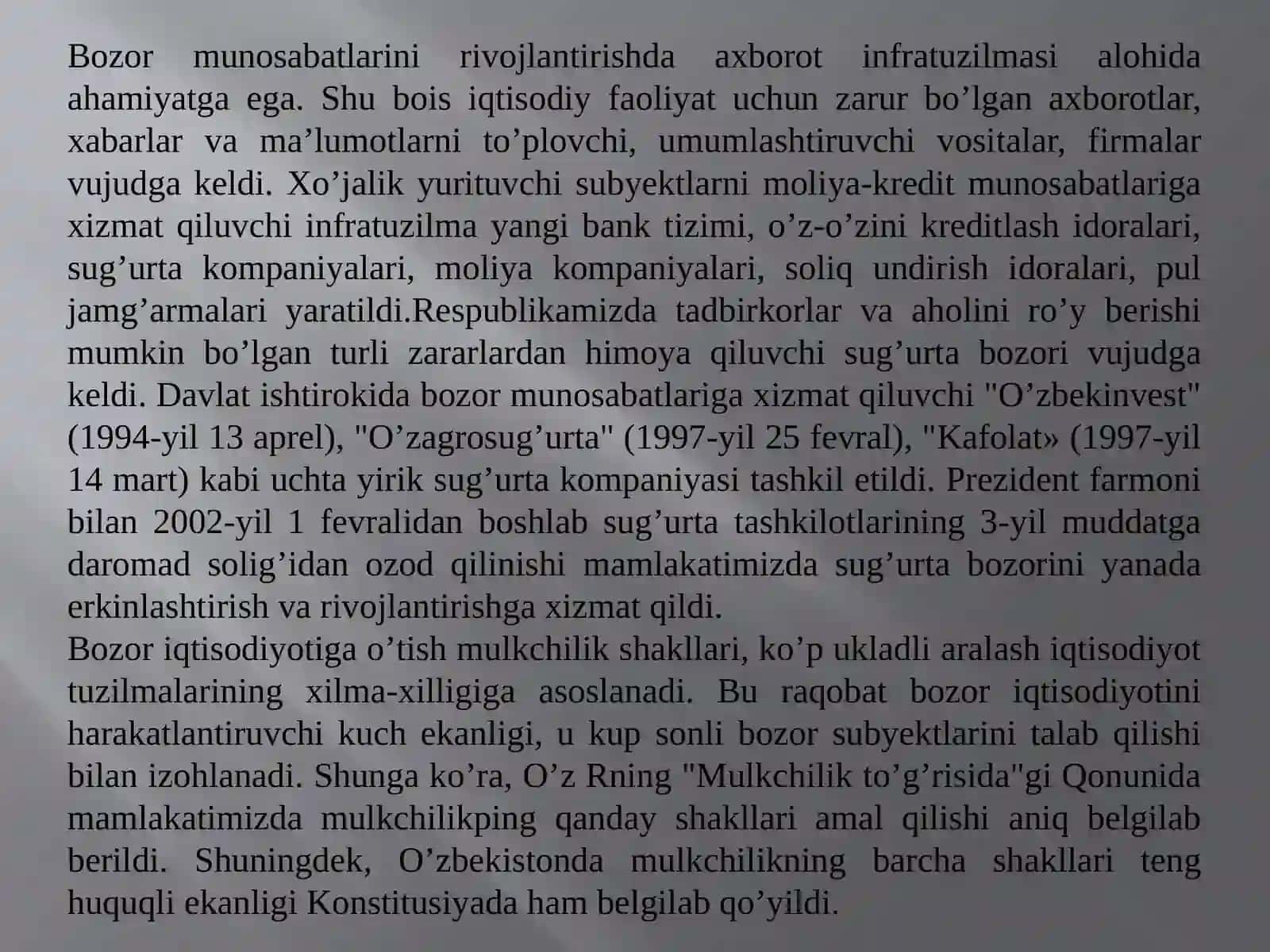 IQTISODIY ISLOHOTLARNING O‘ZIGA XOS TAMOYILLARI 4
