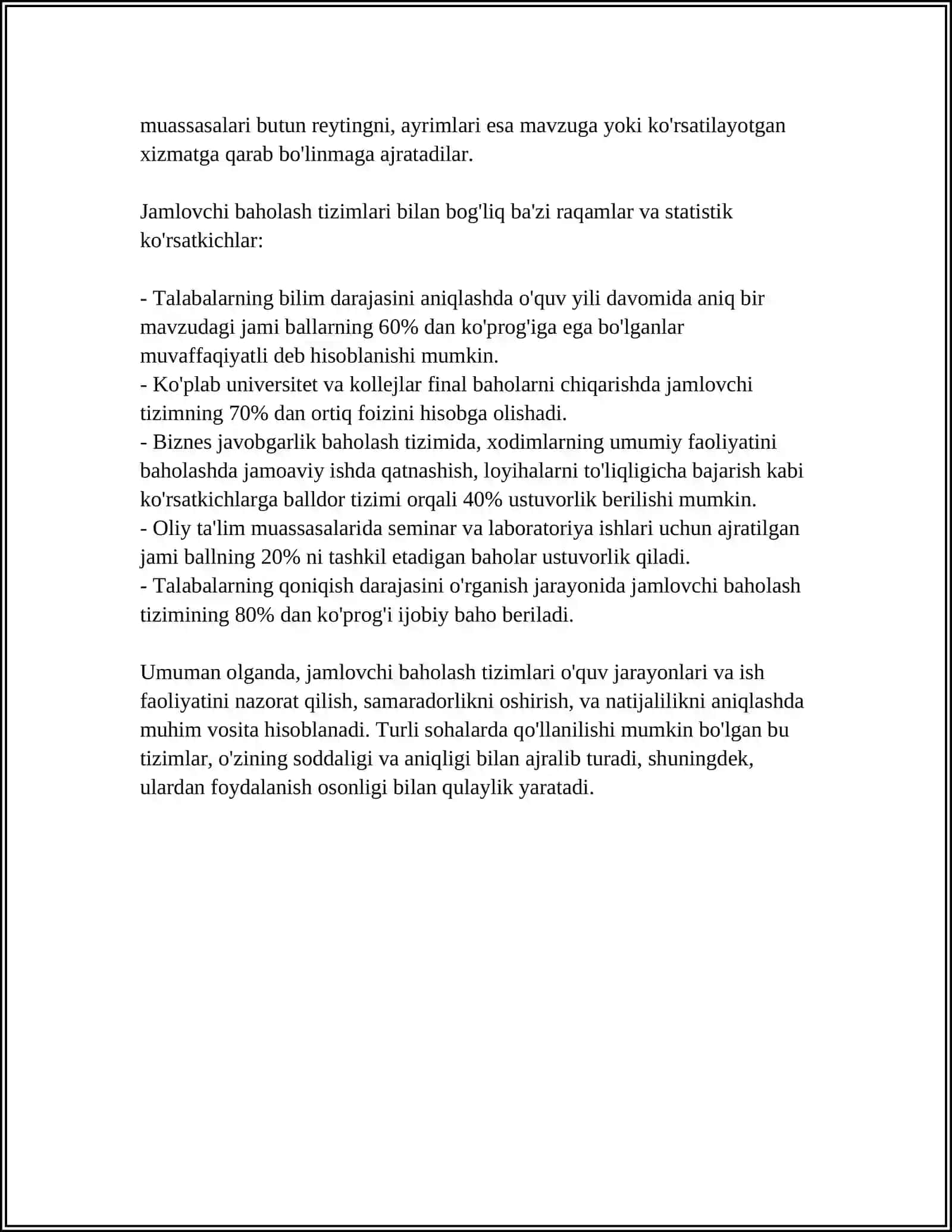 Jamlovchi baholash tizimlari 4