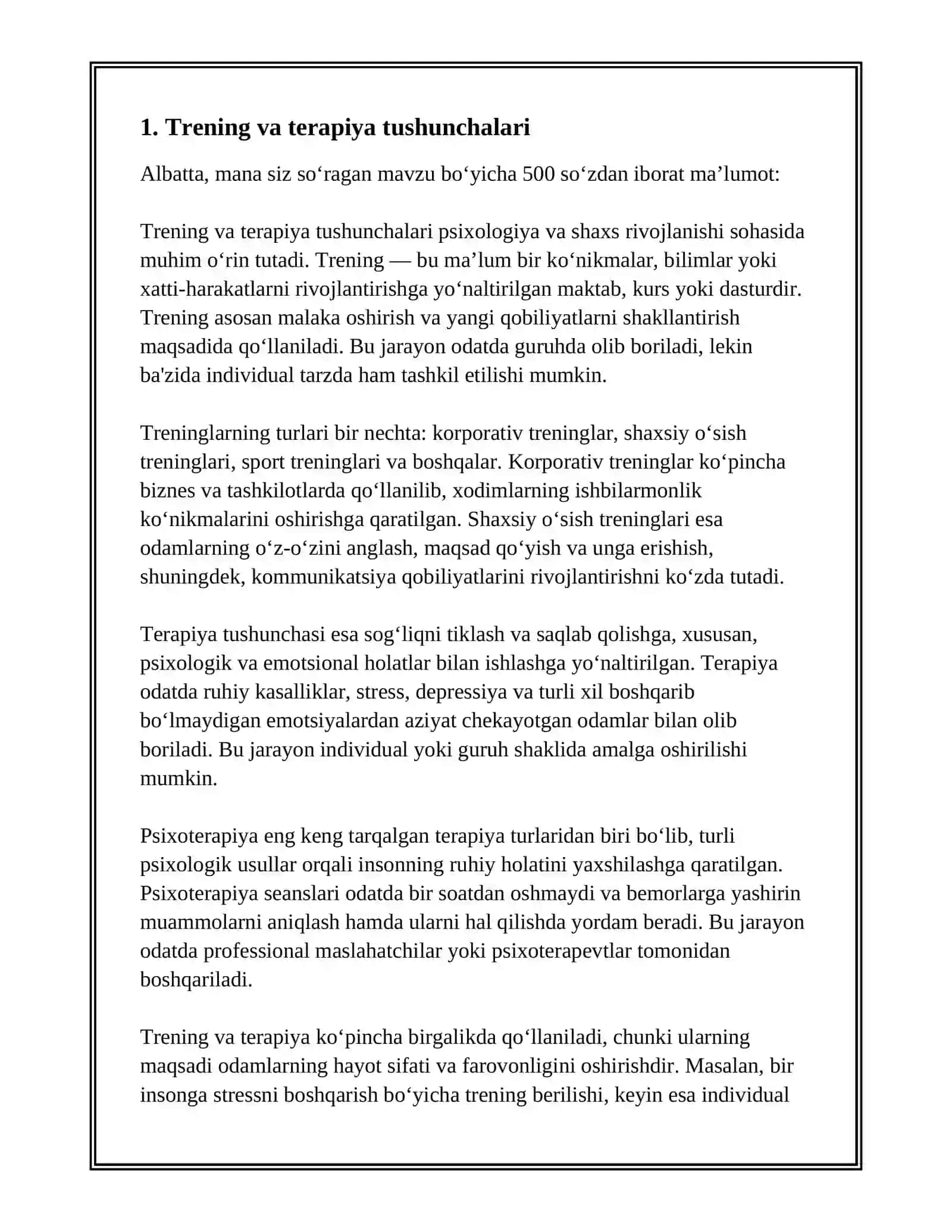 TRENING VA TERAPIYA O‘RTASIDAGI FARQLAR TRENINGDA O‘YIN-GURUH BILAN ISHLASH VOSITASI SIFATIDA 4