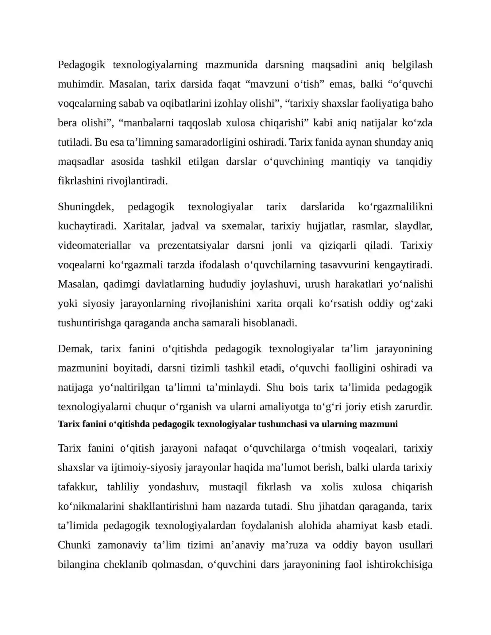 TARIX FANINI O‘QITISHDA PEDAGOGIK TEXNOLOGIYALARNING AHAMIYATI 4