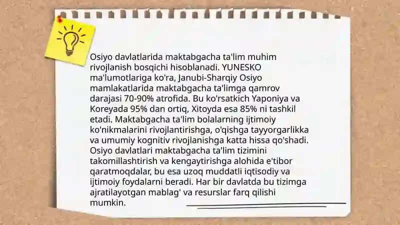 Osiyo mamlakatlaridagi maktabgacha ta'lim tizimi 4