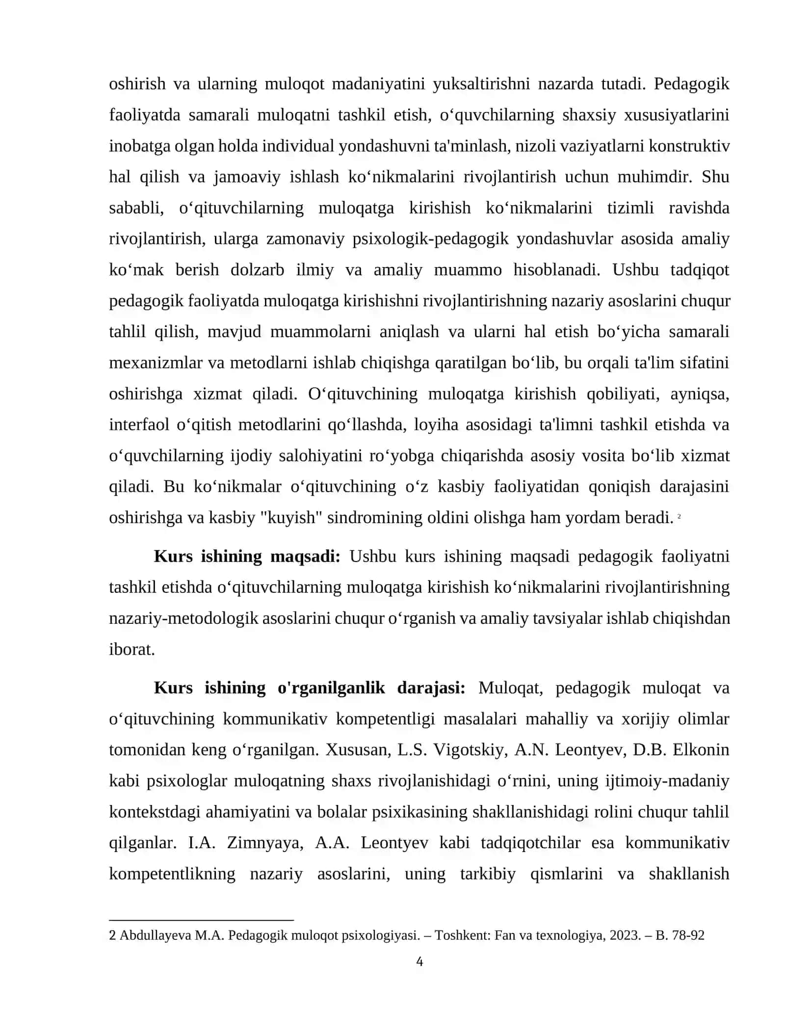 "PEDAGOGIK FAOLIYATNI TASHKIL ETISHDA MULOQATGA KIRISHISHNI RIVOJLANTIRISH" 4
