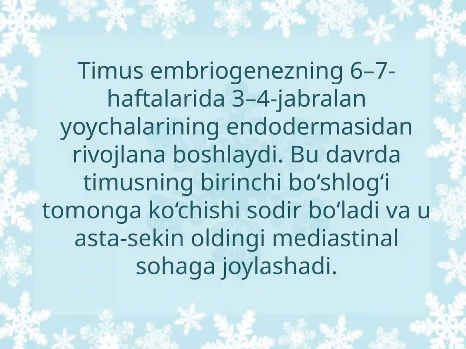TIMUSNING RIVOJLANISH NUQSONLARI 4