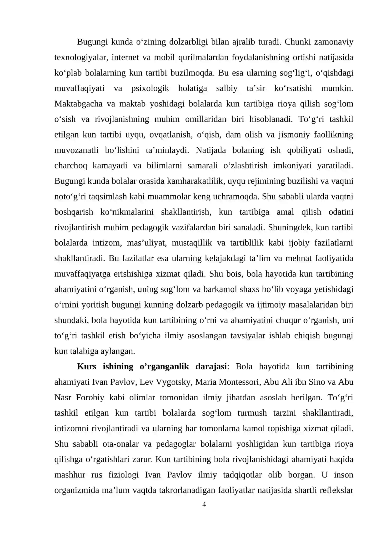 Bola hayotida kun tartibi va uning ahamiyati 4