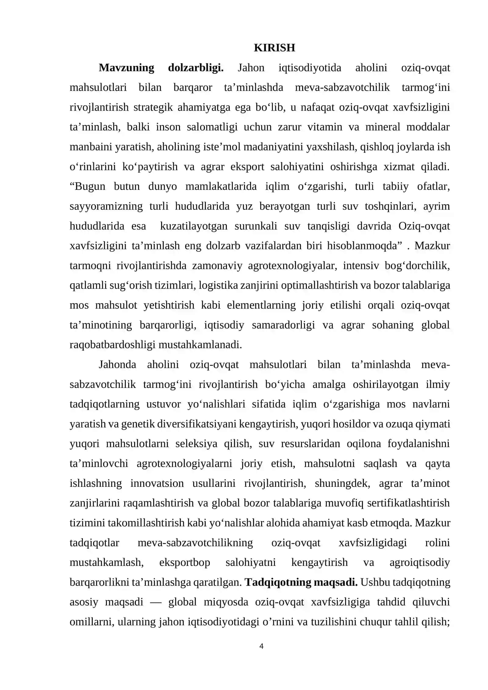Zamonaviy Jahon Iqtisodiyotida Oziq-Ovqat Xavfsizligi Muammosi 4