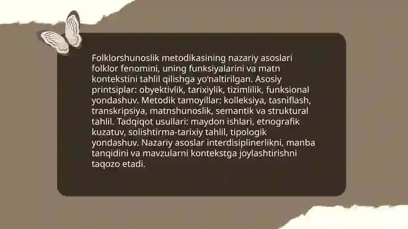Folklorshunoslik maktabi folklorshinoslik metodi 4