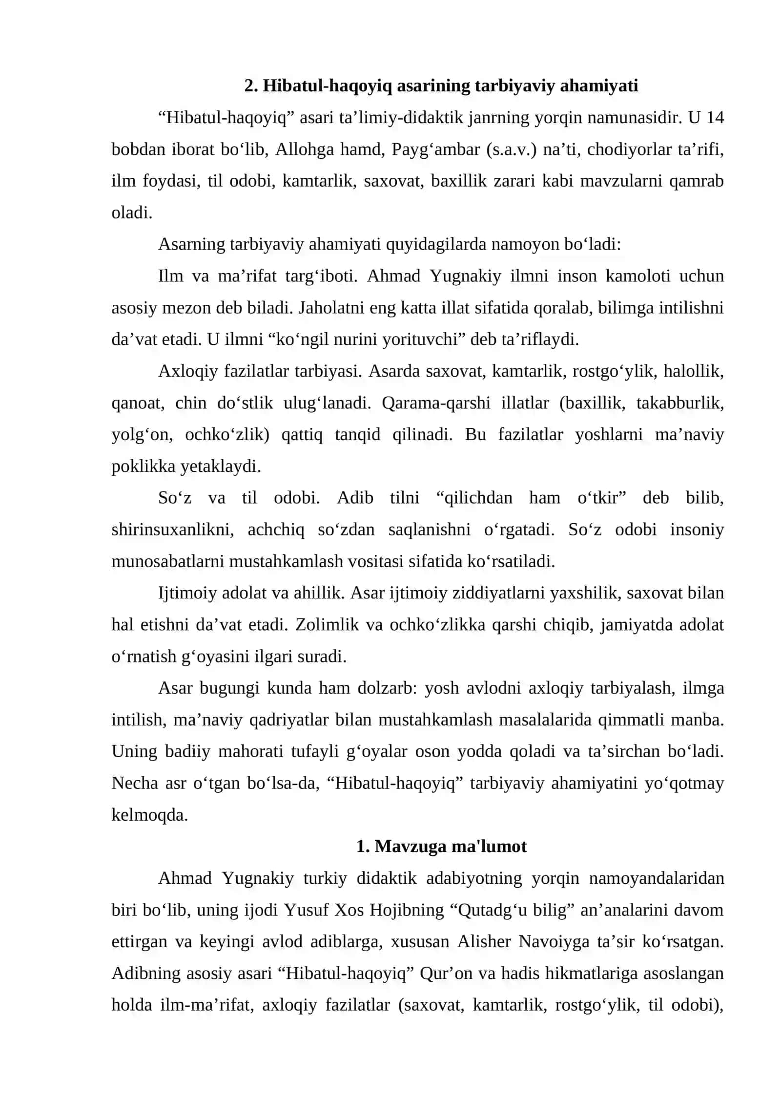 Ahmad Yugnakiy pedagogik qarashlari 4