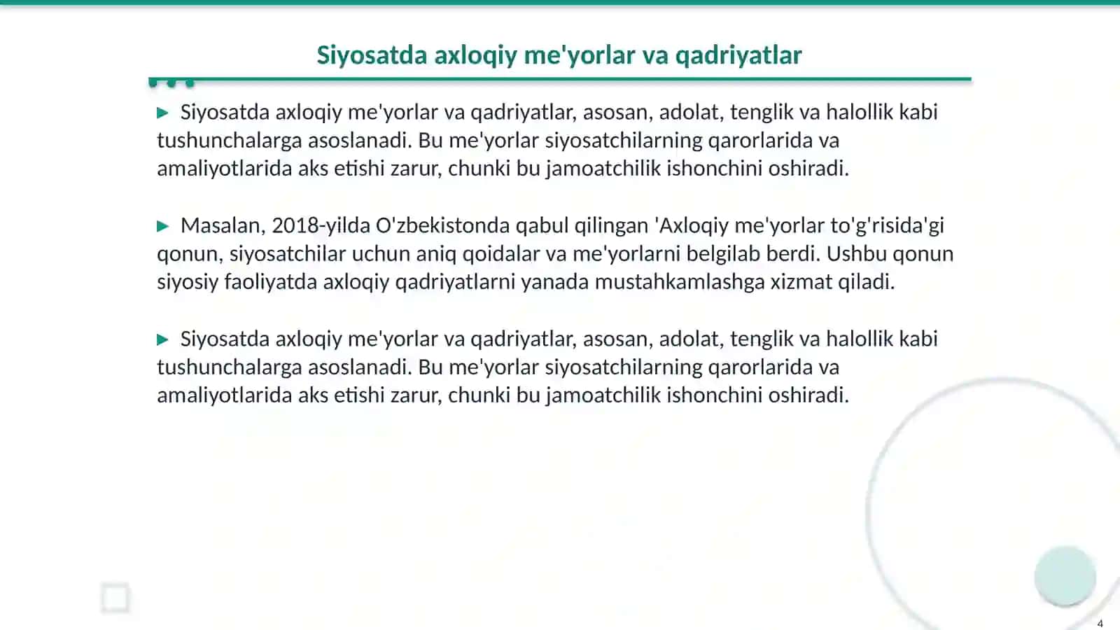 Siyosatda professional etika va yangi axloq siyosati 4