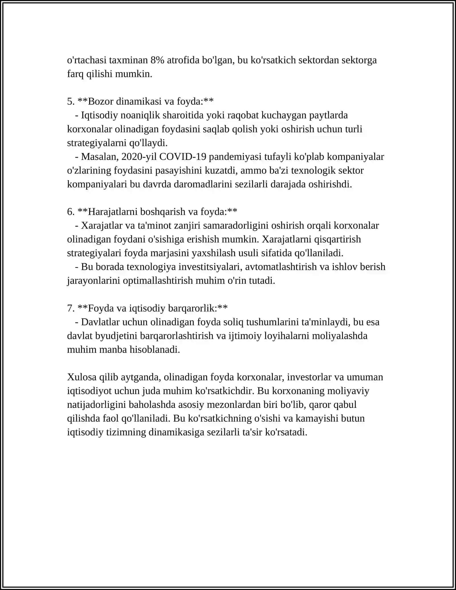 Olinadigan foyda tushunchasi 4