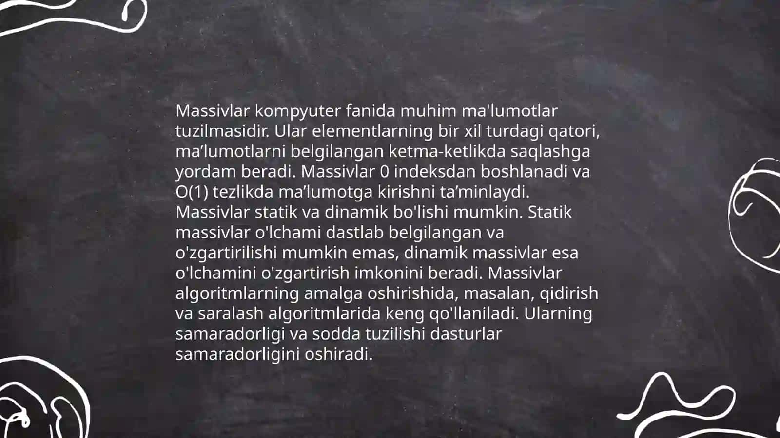 Chiziqli maʼlumotlar tuzulmalarini qayta ishlash algoritmlari va dasturlarini tuzish 4