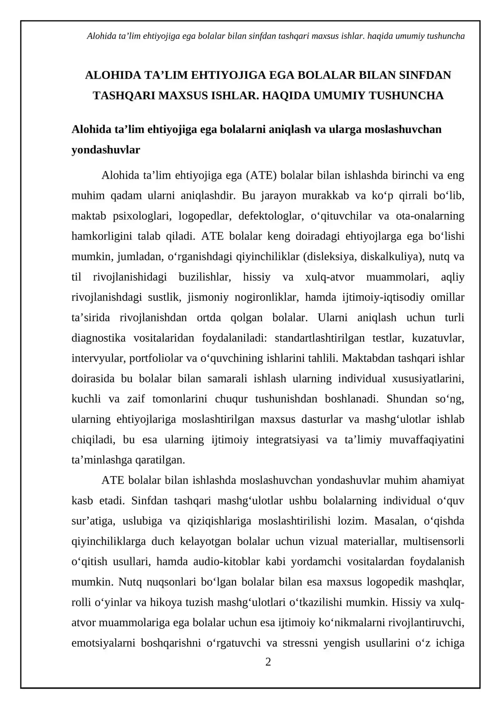 Alohida ta’lim ehtiyojiga ega bolalar bilan sinfdan tashqari maxsus ishlar 4