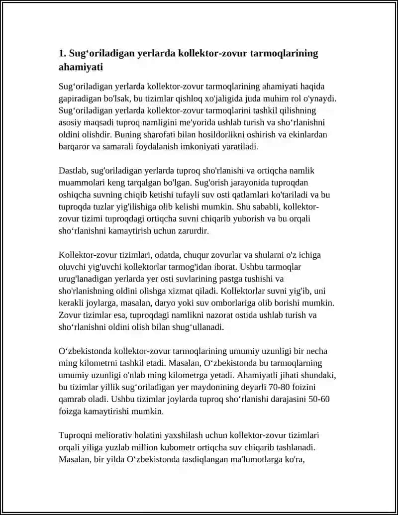 SUGʻORILADIGAN YERLARDA KOLLEKTOR-ZOVUR TARMOQLARIDAN SAMARALI FOYDALANISH YOʻLLARI 4