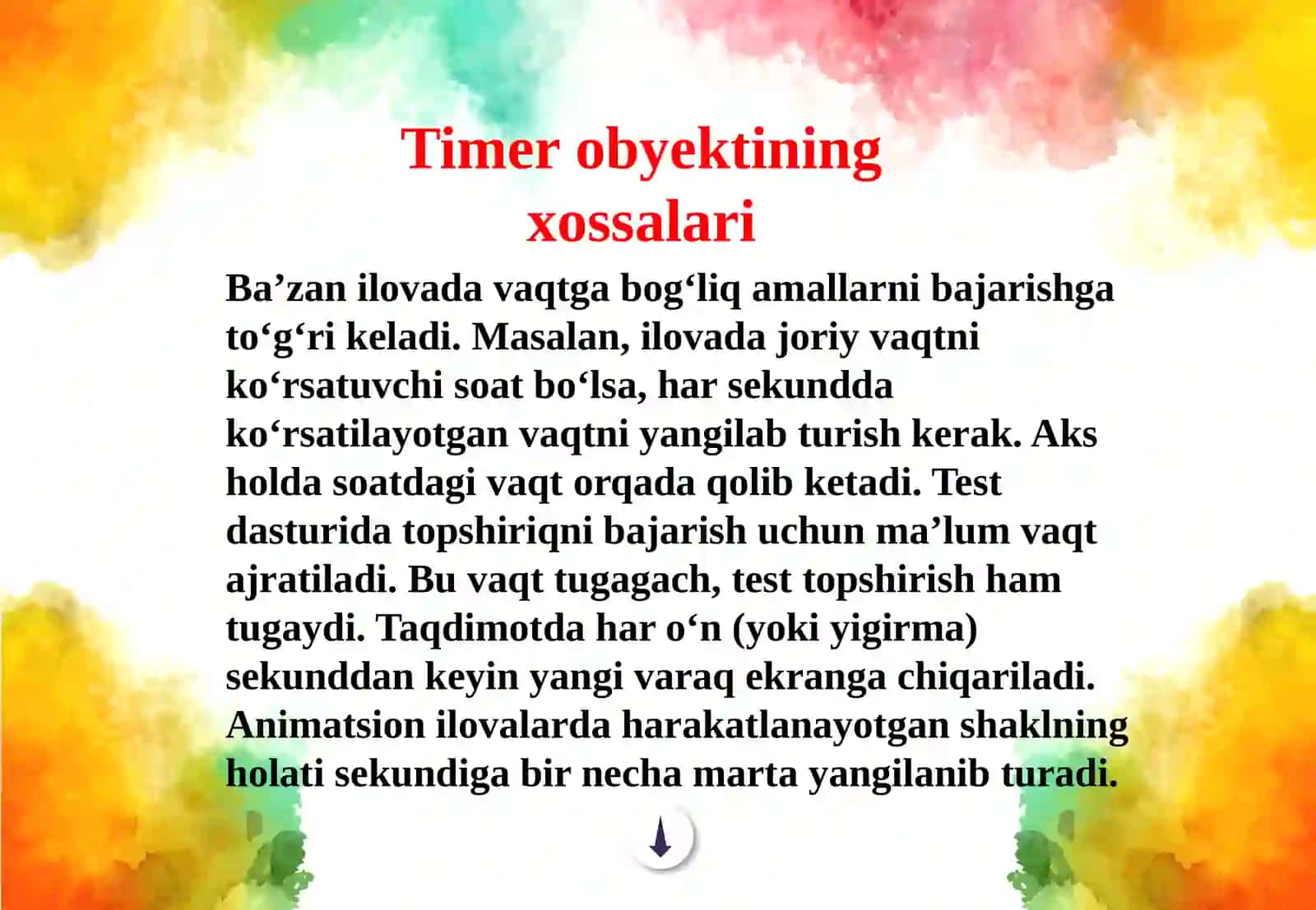 10-sinf Informatika fanidan Timer obyekti va undan foydalanish dars ishlanmasi 4