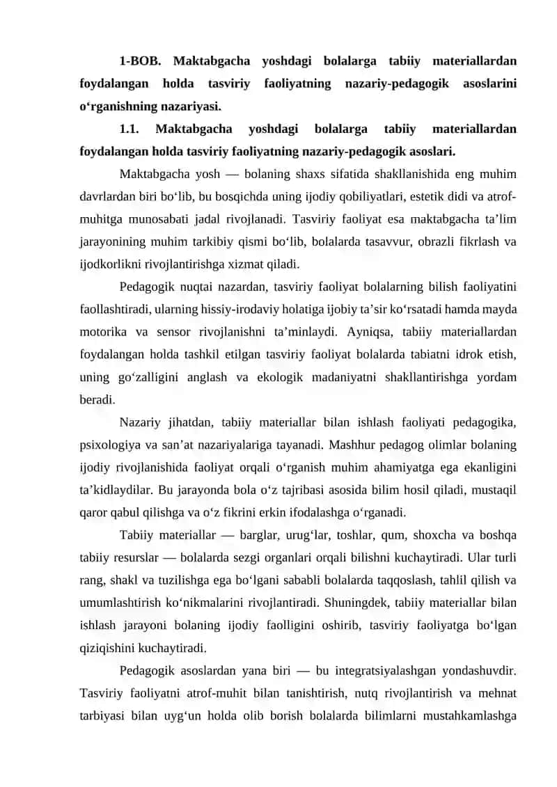Maktabgacha yoshdagi bolalarga tabiiy materiallardan foydalangan holda tasviriy faoliyatning nazariy-pedagogik asoslari 4