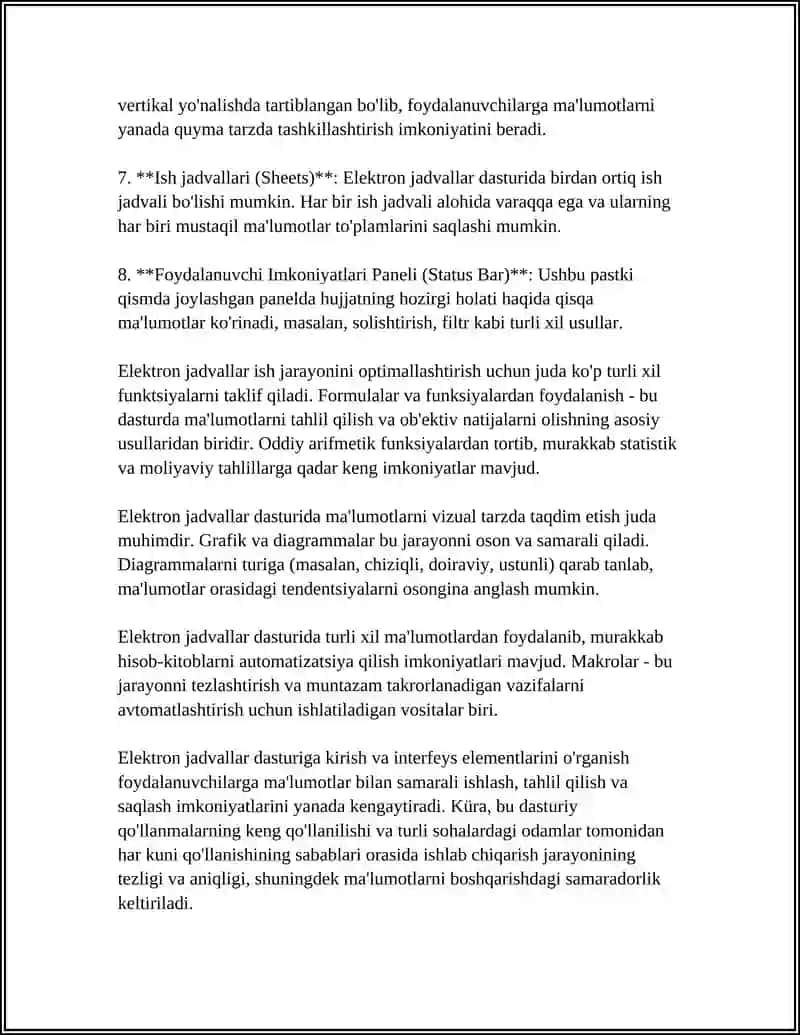 Elektron Jadvallar Bilan Ishlash Dasturlaridan Foydalanish 4
