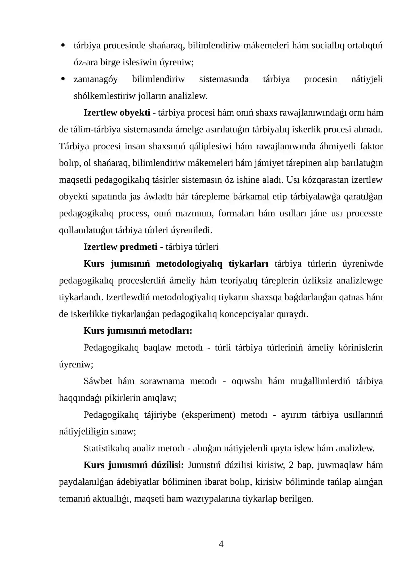 TÁRBIYANIŃ TEORIYALQ-TIYKARǴI MAZMUNI HÁM PSIXOLOGIYALIQ-PEDAGOGIYALÍQ ÁHMIYETI 4
