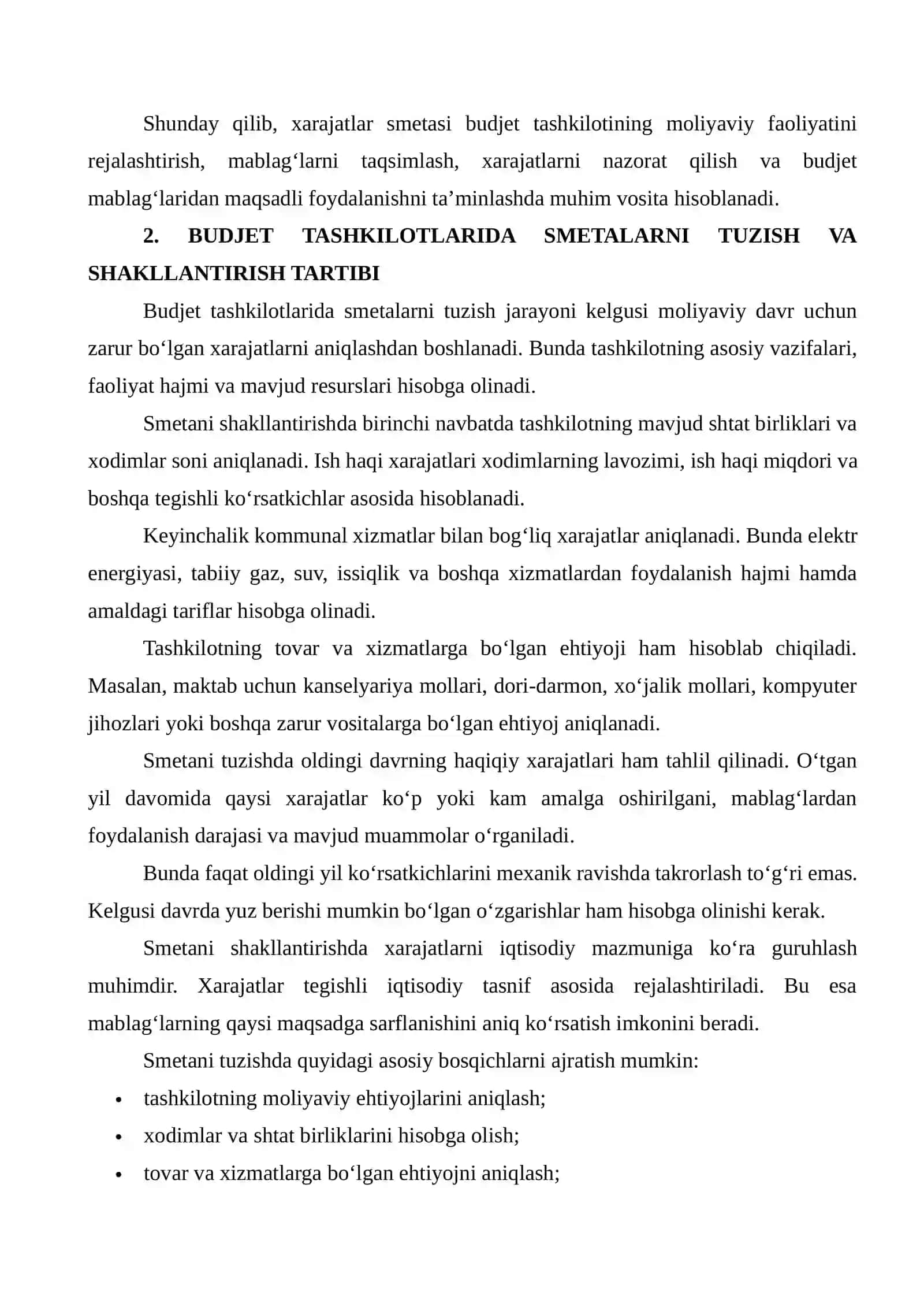 BUDJET TASHKILOTLARIDA SMETALARNI TASDIQLASH VA TAQDIM ETISH TARTIBI 4