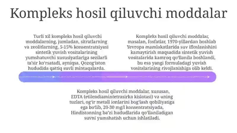 Sintetik yuvish vositalarining xossalarining o'zgarishi va qo'llanilishi 4