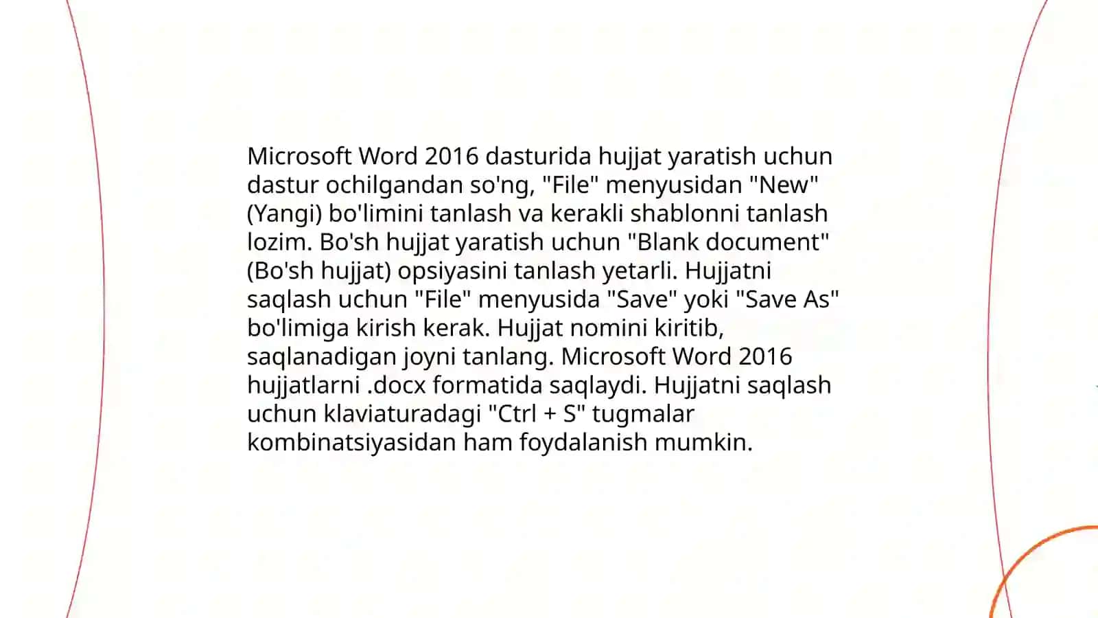 Microsoft Word 2016, Microsoft Excel 2016, Microsoft PowerPoint 2016, dasturida ishlash 4