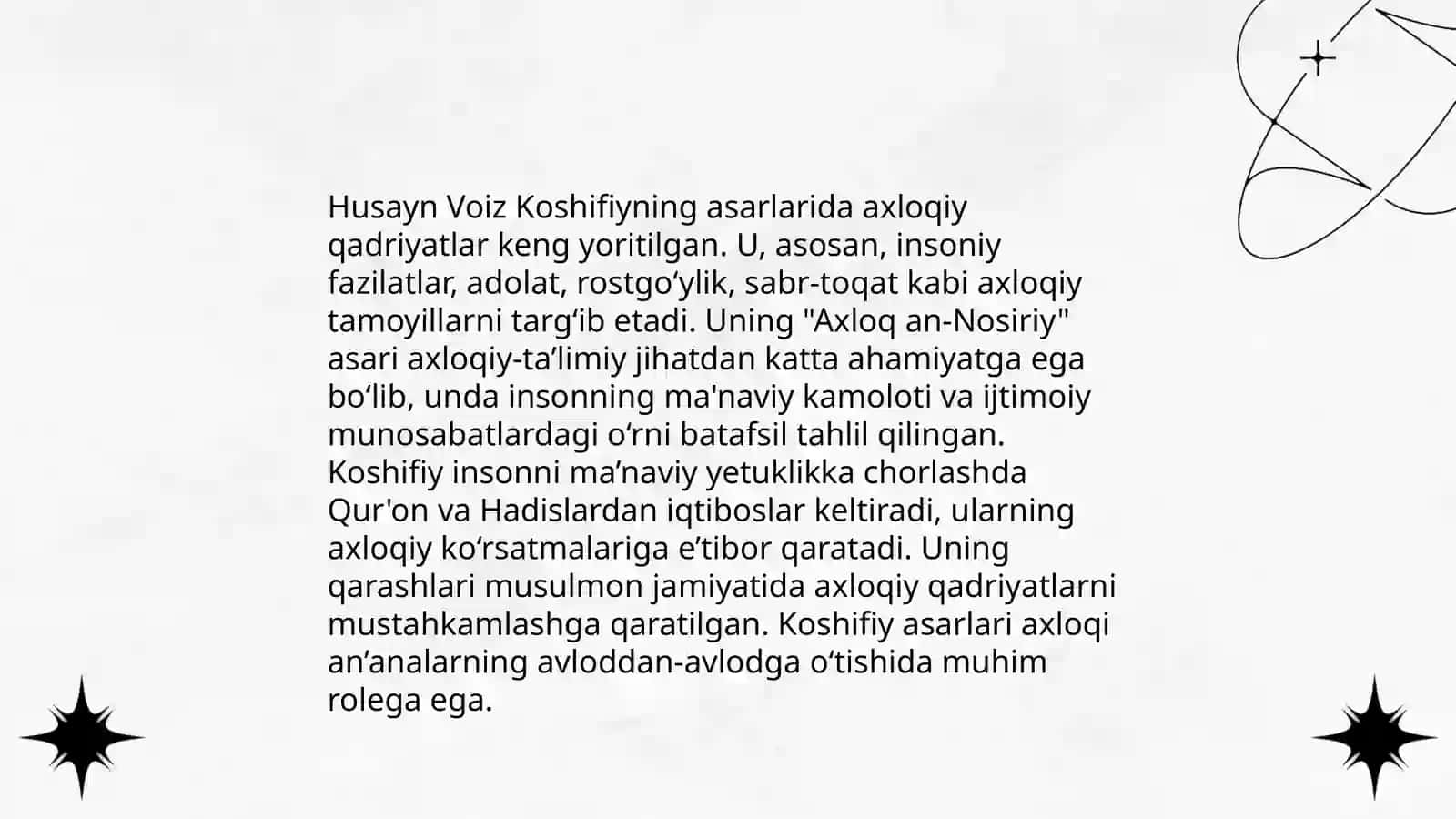 Xusayn Voiz Koshifiyning axloqiy qarashlari 4