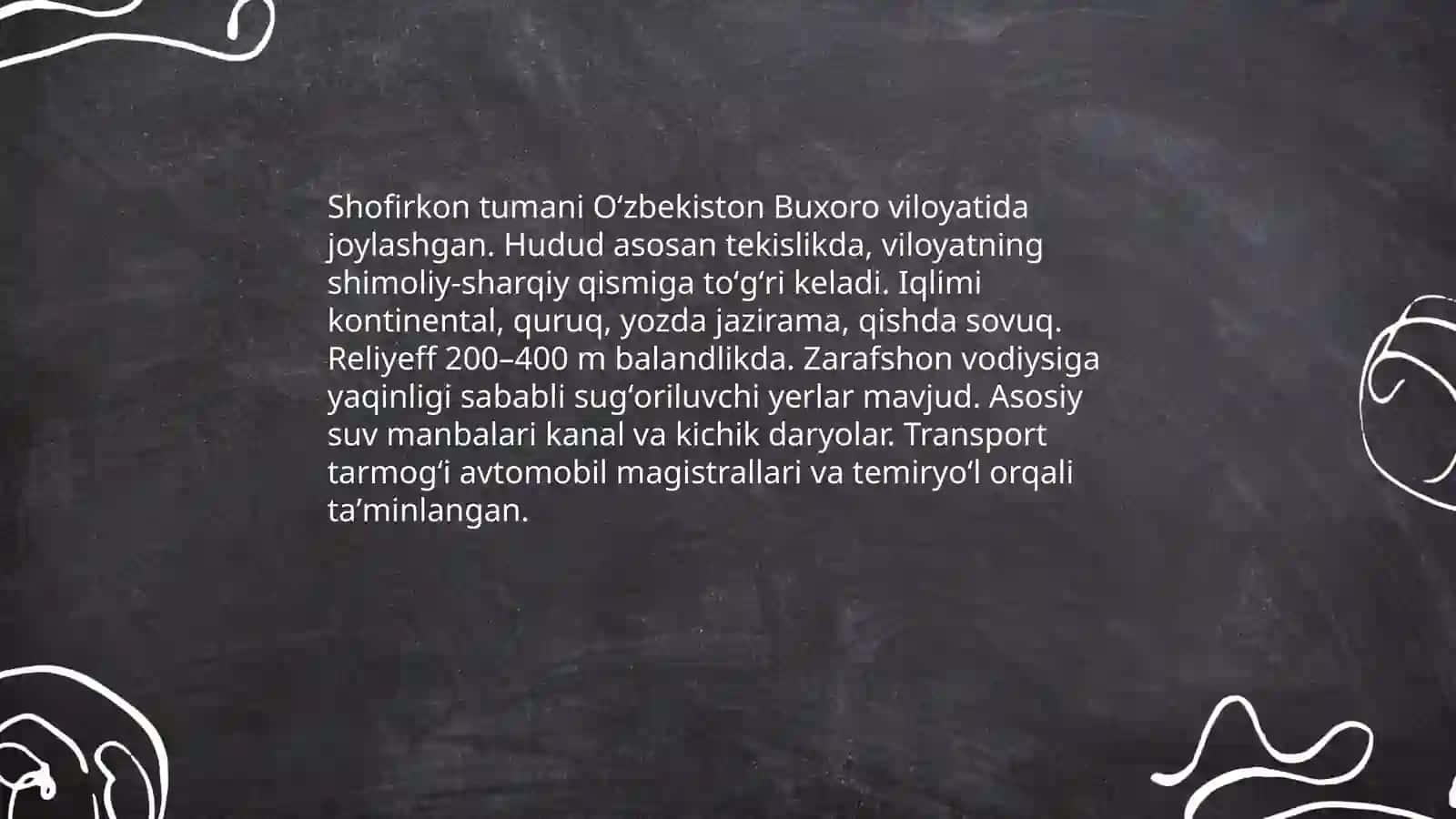 Shofirkon tumani haqida maʼlumot tarixiy geografik maʼlumotlar va etemalogiyasi 4