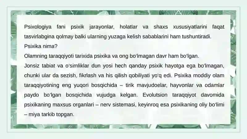 Psixika haqida umumiy tushuncha 4