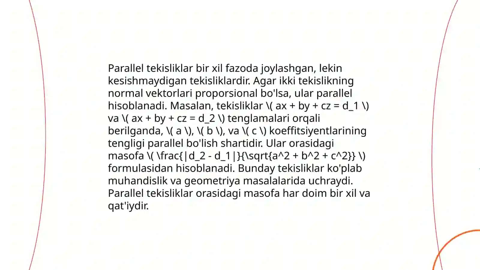 Ikki tekislikning o’zaro holati 4
