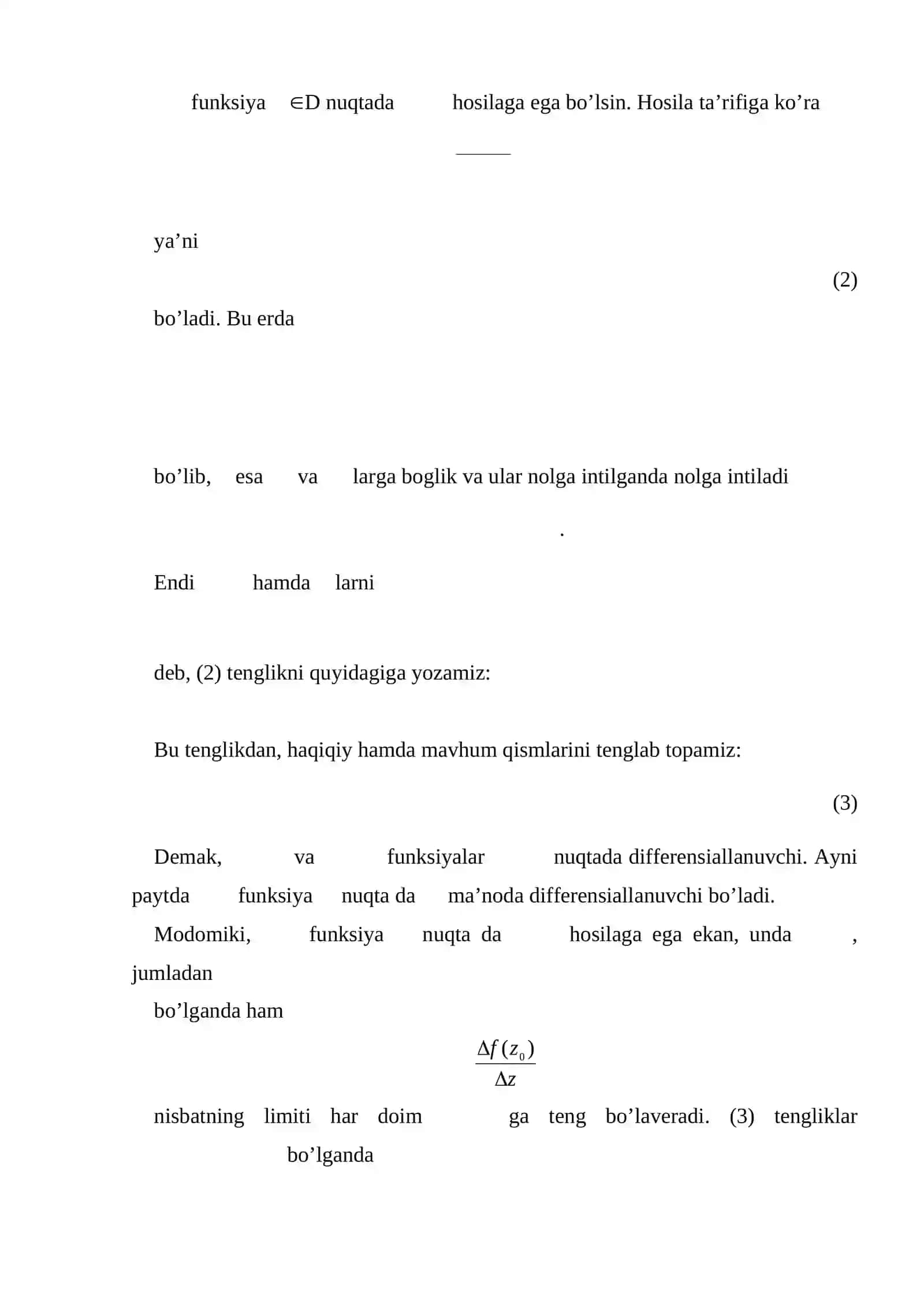 Funksiyaning differentsiallanuvchanligi koshi riman shartlari 4