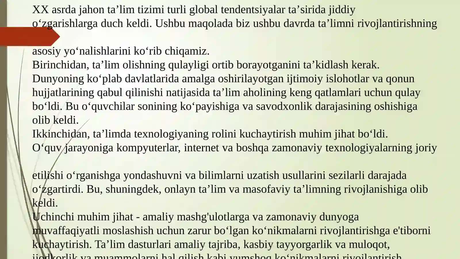 XX asrda jahon ta'lim tizimidagi asosiy global tendentsiyalar 4