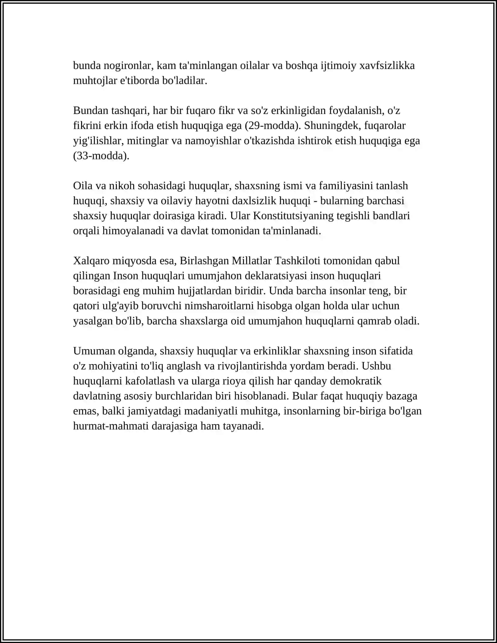 SHAXSIY HUQUQ VA ERKINLIKLAR 4
