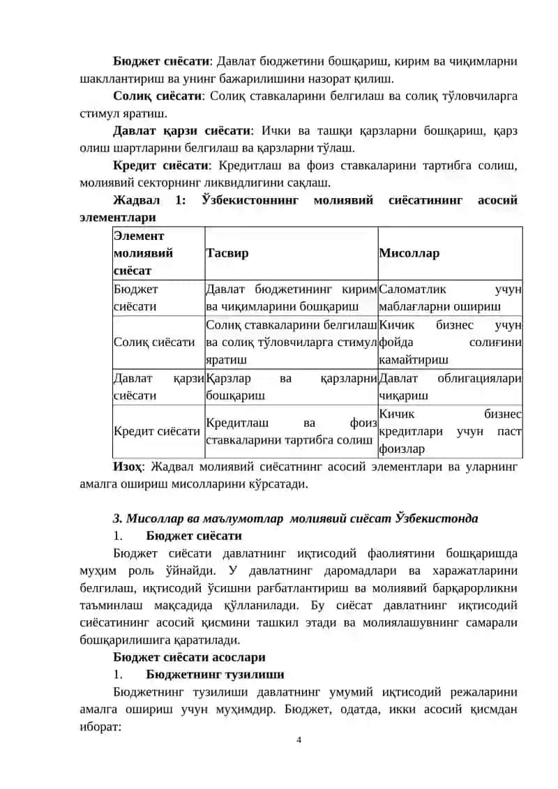 Молиявий сиёсат 4