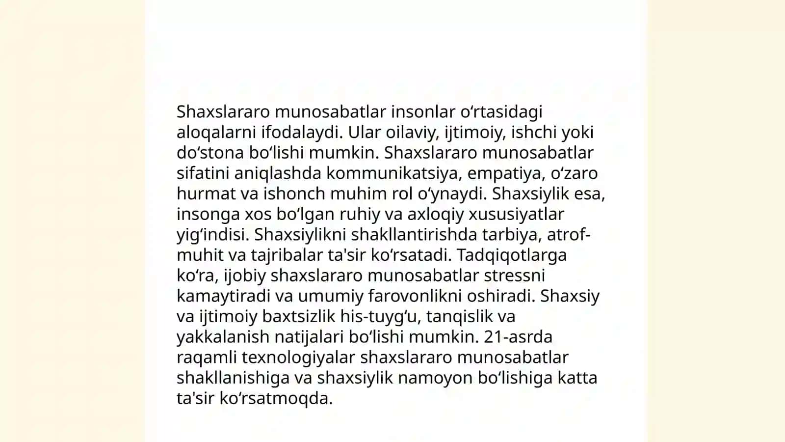 Ijtimoiy talimning shahsiylik sifatlarini shaklantirish shahslararo munosobotlar tajribasini ozlashtirishdagi orni va ahamiyati 4