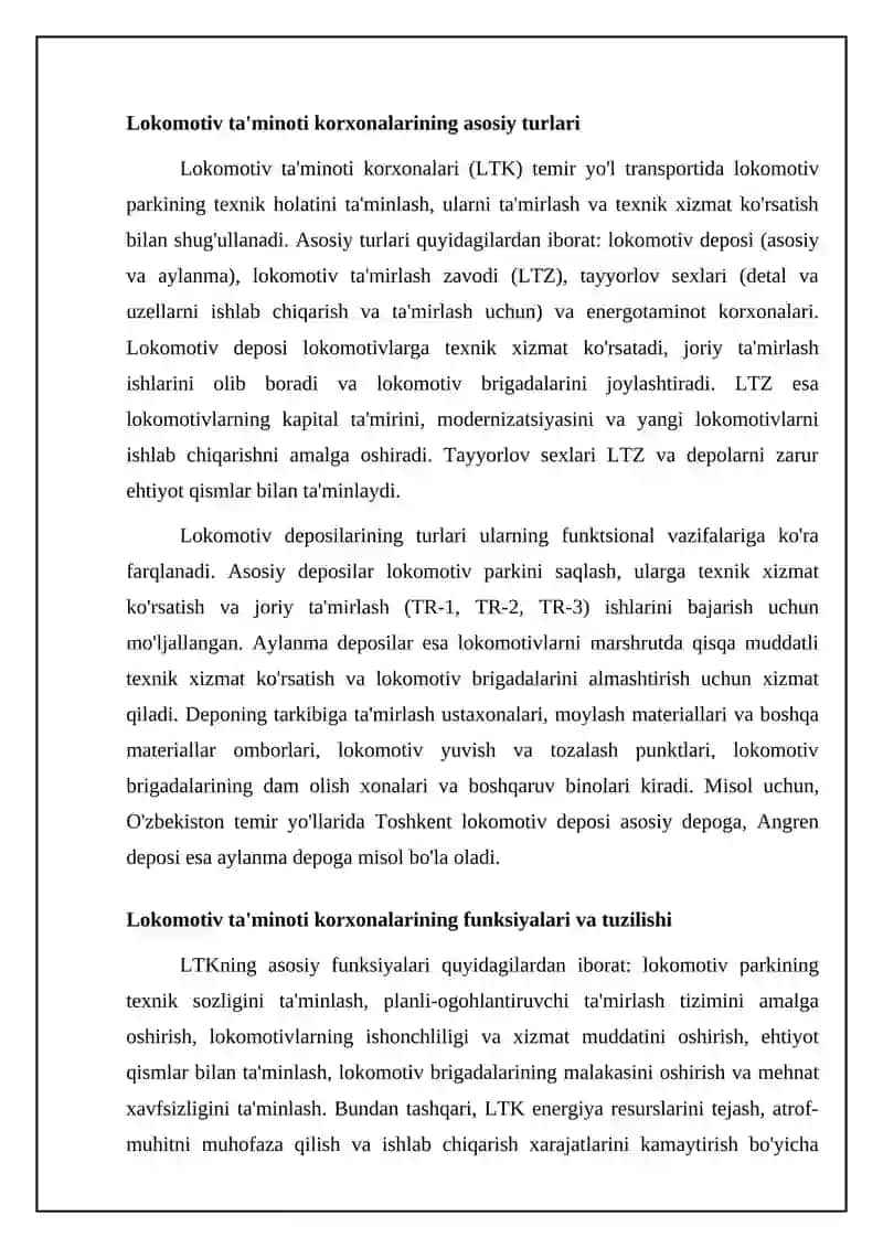 Lokomativ xõjalig haqida umumi malumot 4