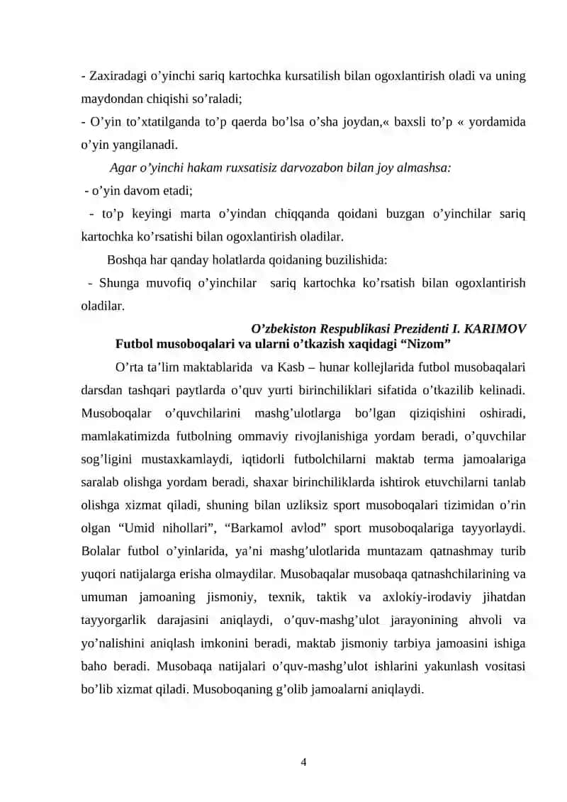 Futbol musobaqalarini rejalashtirish va o’tkazish 4