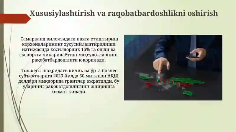 O'zbekiston iqtisodiyotida islohotlarni chuqurlashtirish bo'yicha rivojlanish strategiyasi 4