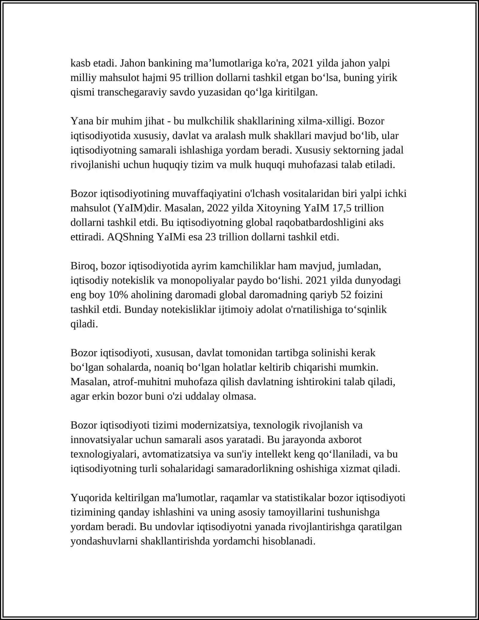 BOZOR IQTISODIYOTI JARAYONLARINI MODELLASHTIRISH 4