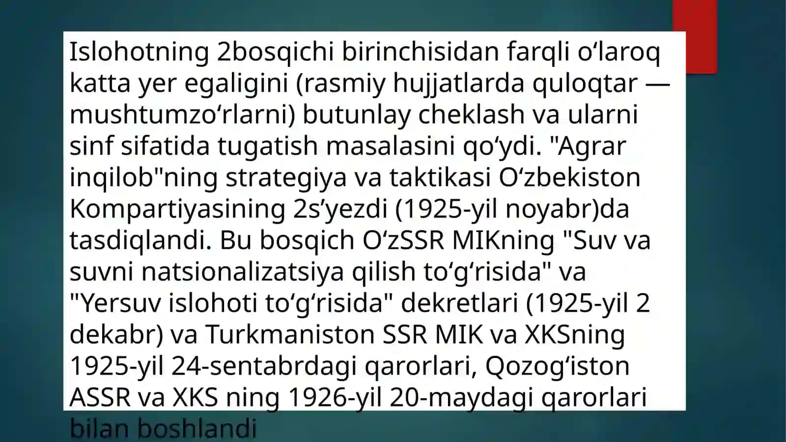 Oʻrta Osiyoda yer-suv islohoti 4