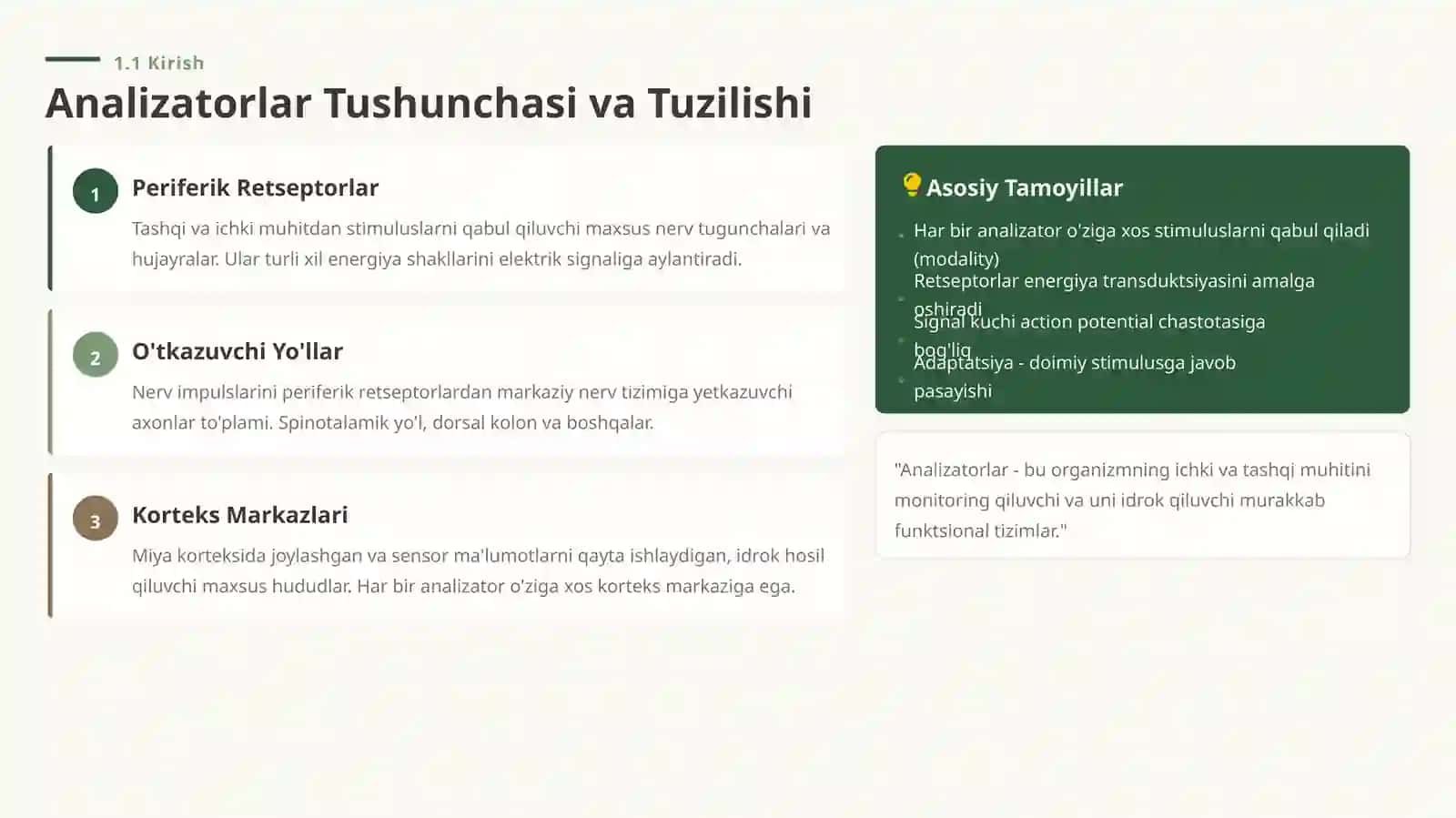 Analizatorlar Fiziologiyasi va Retseptorlar 4