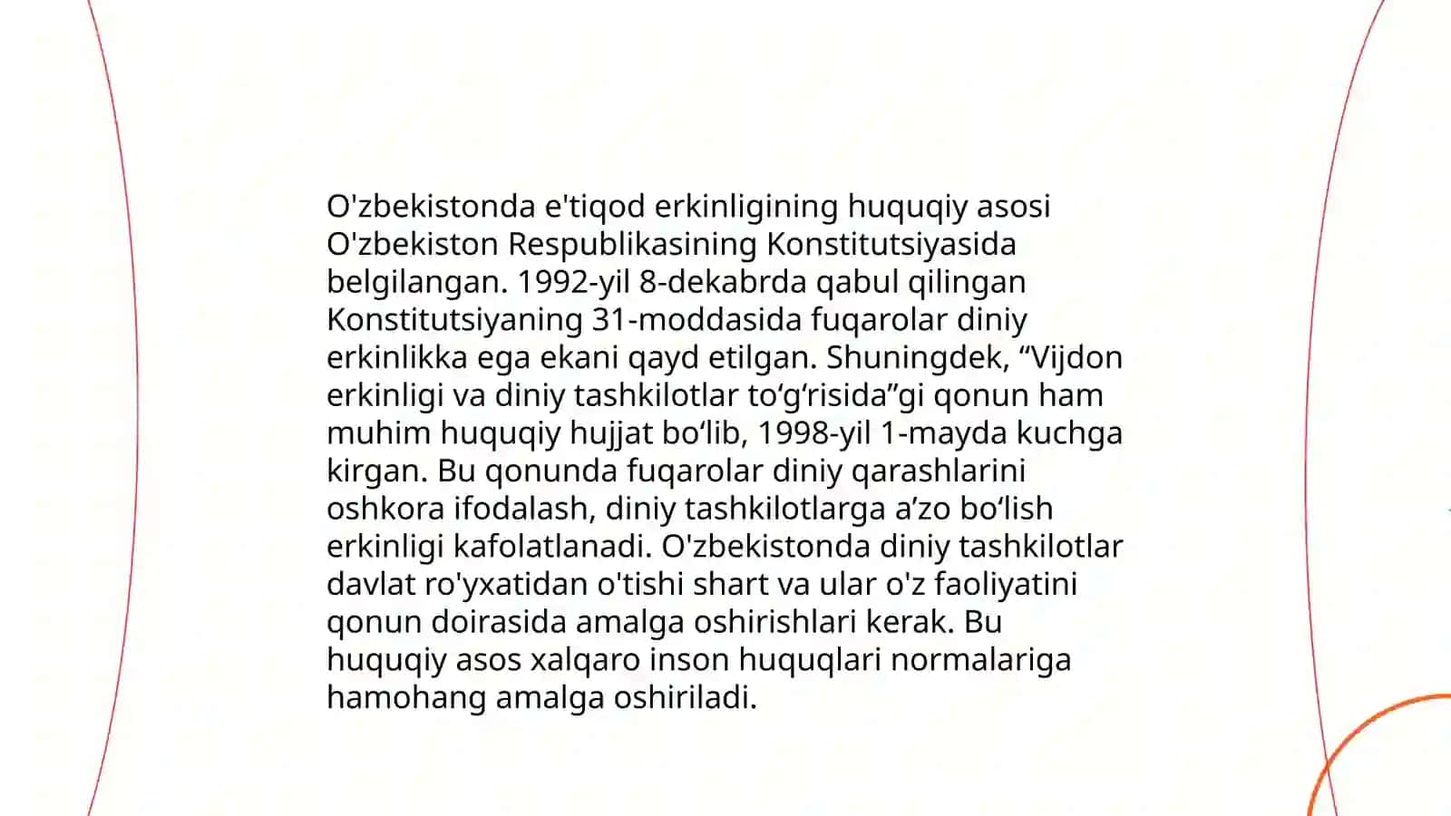 Vijdon va e'tiqod erkinligining ta'rifi 4