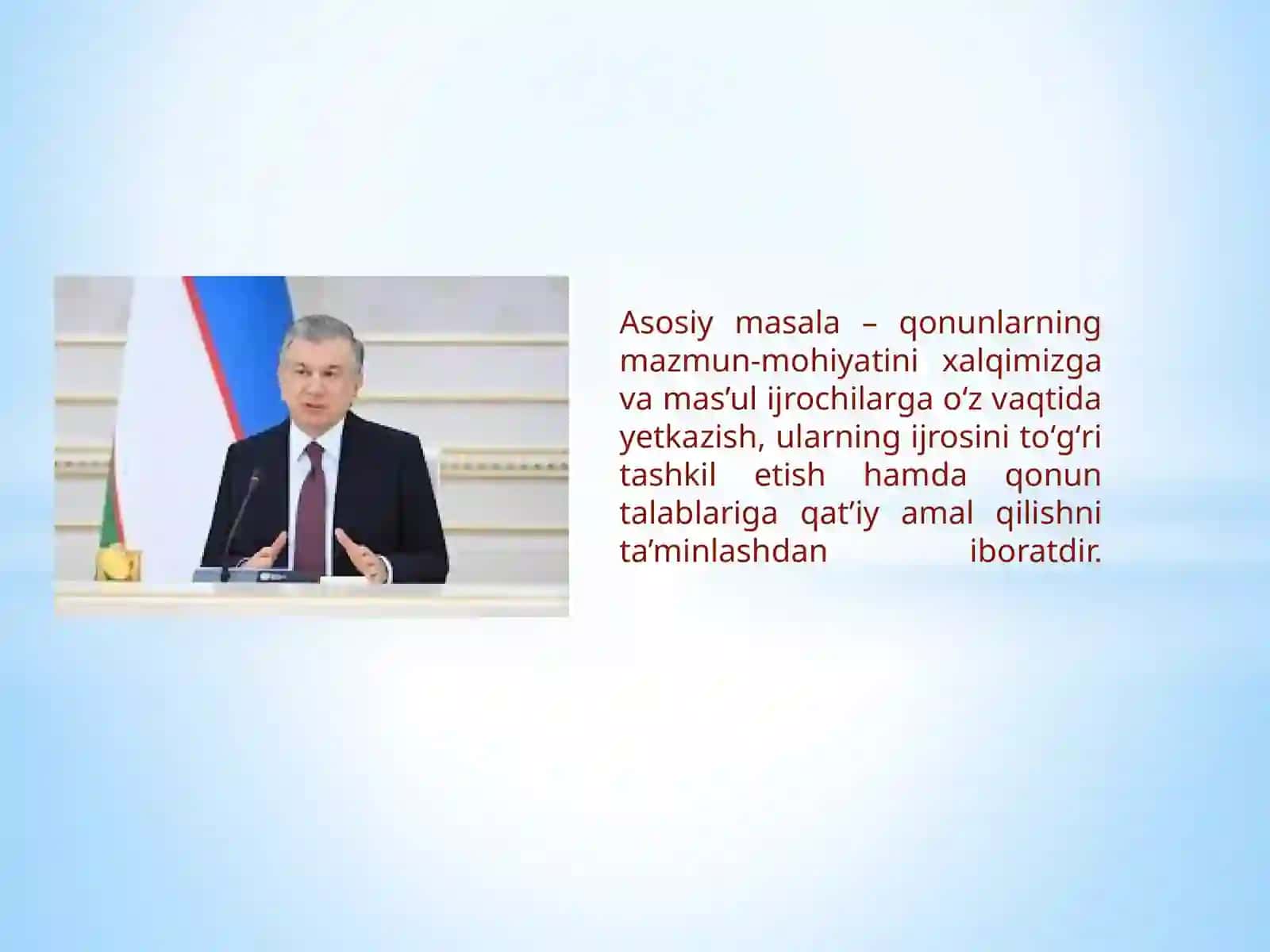 Qonun ustivorligi va inson manfaatlarini ta’minlash yurt taraqqiyoti va xalqfarovonligi 4