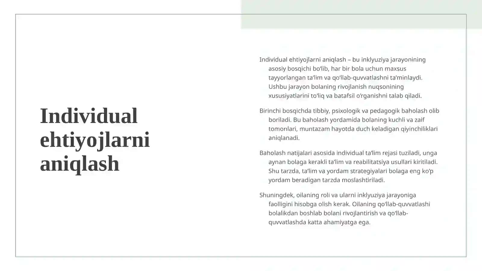 Alohida yordamga muhtoj bolalarda rivojlanishdagi nuqsonning chuqurligi va tuzilishga qarab inklyuziya modellarini tanlash 4
