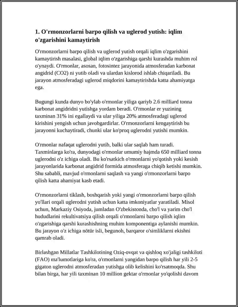O'RMONZORLARNI BARPO QILISHNING IQLIM O'ZGARISHLARIGA QARSHI KURASHISHDAGI AHAMIYATI 4