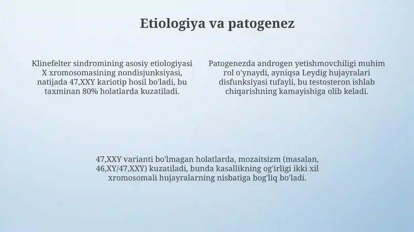 Klaynfelter etiopatogenezi klinikasi diagnostikasi davolash 4