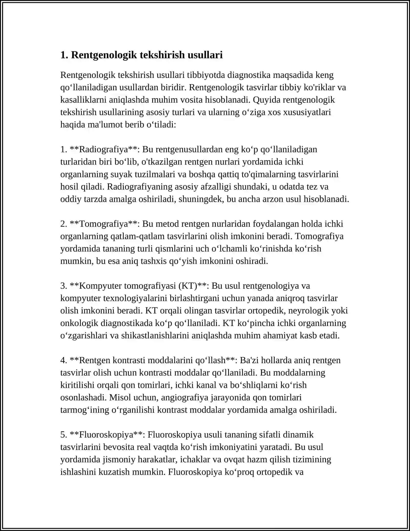 XAZM TIZIMINI INSTRUMENTAL TEKSHIRISH USULLARI: RENTGENOLOGIK EZOFAGOGASTRODUODENOSKOPIK, KOLONOSKOPIK, REKTOROMANOSKAPIK USULLARNI INTERPRETATSIYASI 4