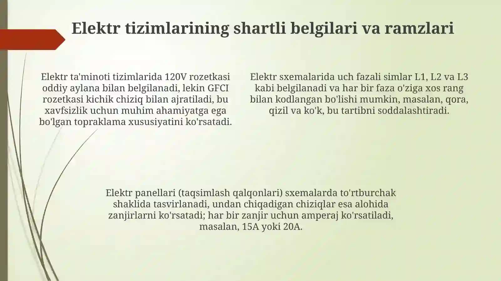 Elektr va quvurli tizimlarning shartli tasvirlari 4