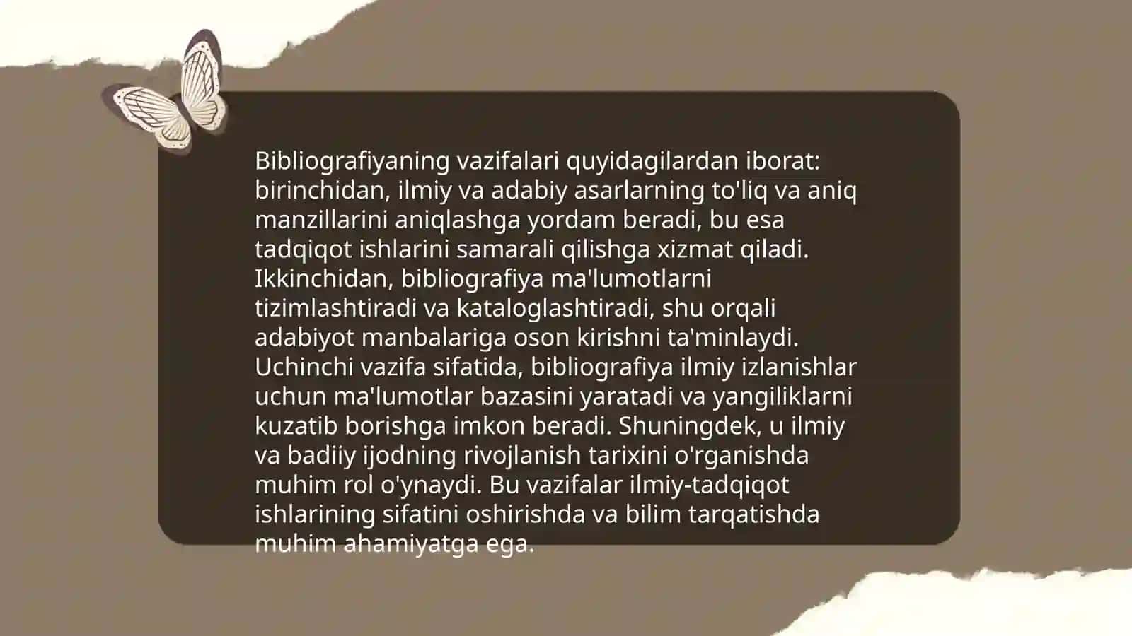 Bibliografiya fanining maqsad va vazifalari 4
