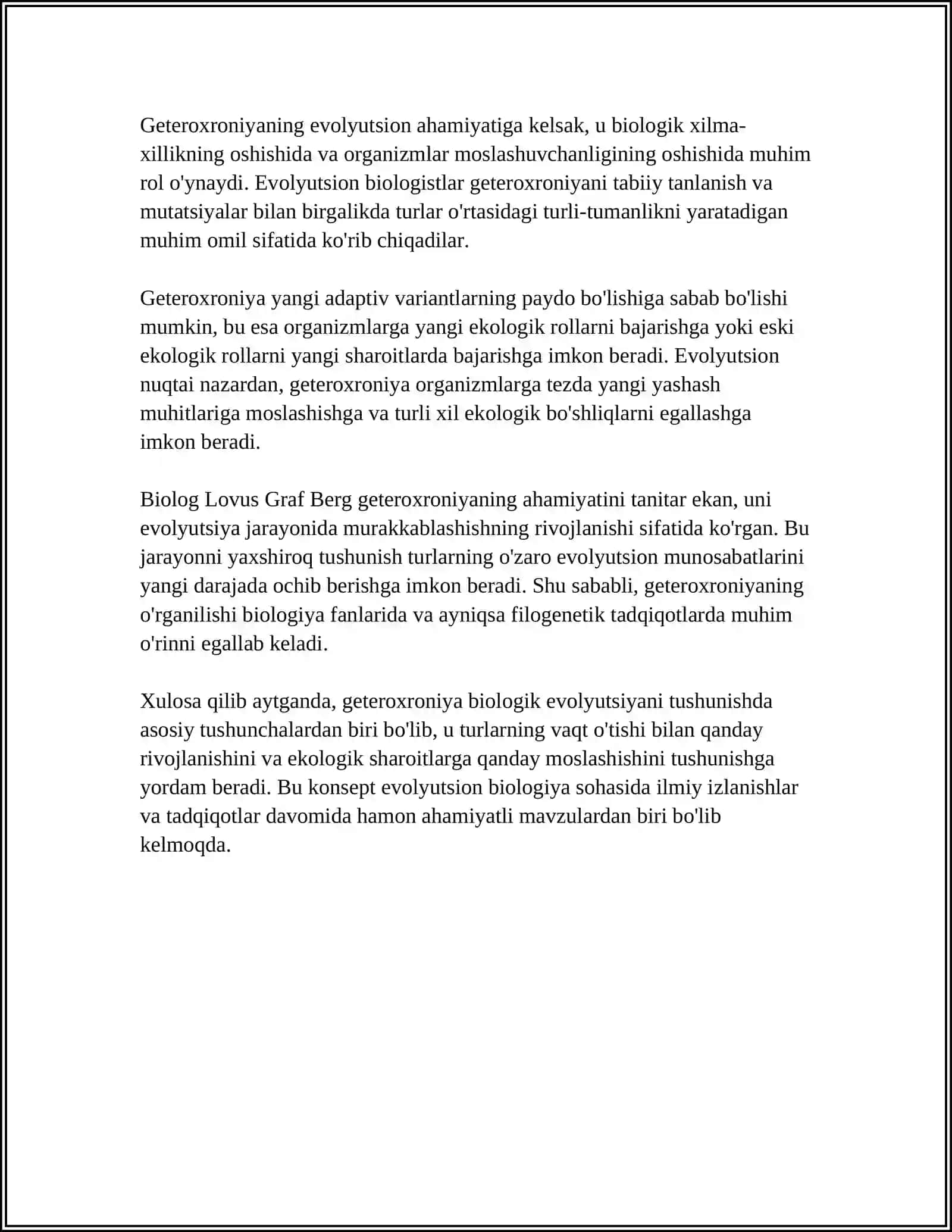 O'SISH VA RIVOLANISH GETEROXRONIYASINI JADVAL VA SXEMALAR TARZIDA O'RGANIB CHIGISH Referat 4